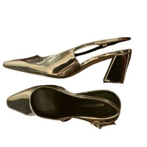Shiny Silver Marc Fisher Heels Size 9 1/2